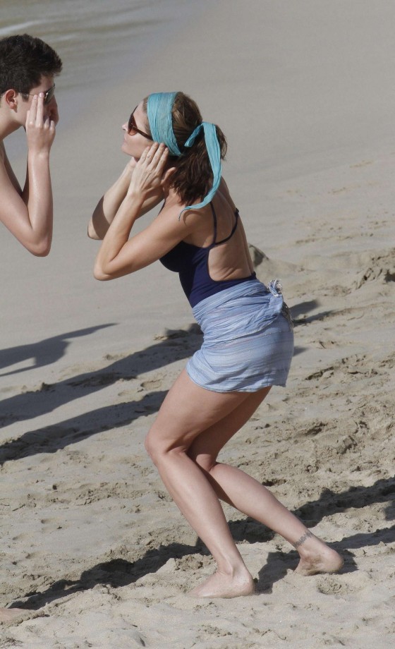 Stephanie Seymour - Wearing a bikini on the beach in St Barts