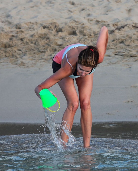 Stephanie Seymour - Wearing a bikini on the beach in St Barts