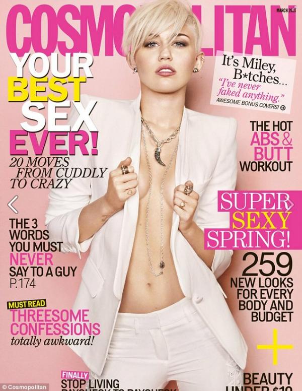 بالصور مايلي سايروس تكشف عن حمالة صدرها 2013 - صور مايلي سايروس على مجلة cosmopolitan