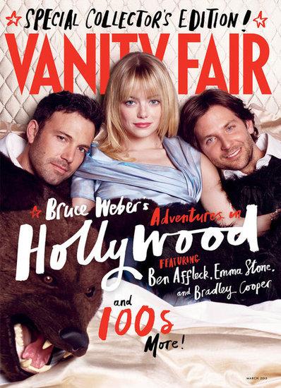 صور إيما ستون على غلاف مجلة فانتي فير مع بن أفليك و برادلي كوبر 2013