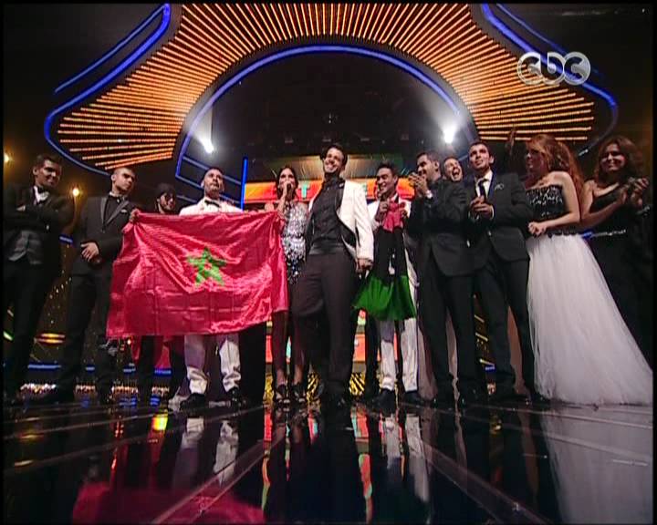 صور علم ليبيا وعلم المغرب علي مسرح برنامج اكس فاكتور في الحلقة الاخيره 2013