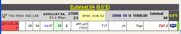 جديد القمر Eutelsat 9A @ 9° East - قناة TVT 2-الفرنسية - بدون تشفير (مجانا)
