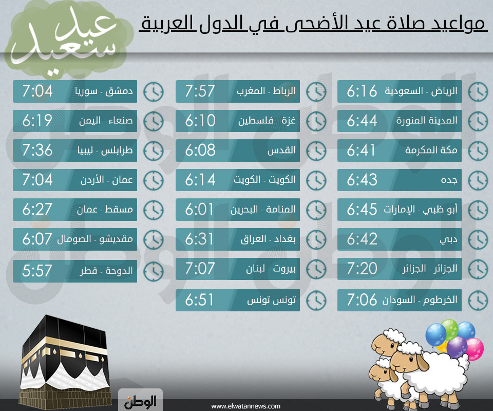 موعد - توقيت صلاة عيد الأضحى في جميع الدول العربية 2013