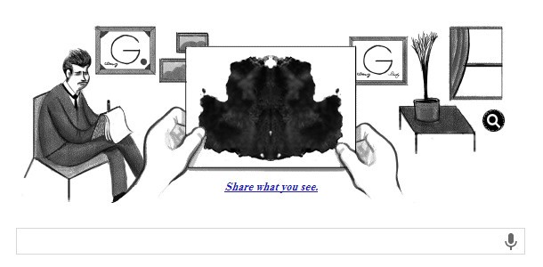 جوجل يحتفل بذكرى ميلاد الطبيب النفسي هرمان رورشاخ اليوم 8/11/2013