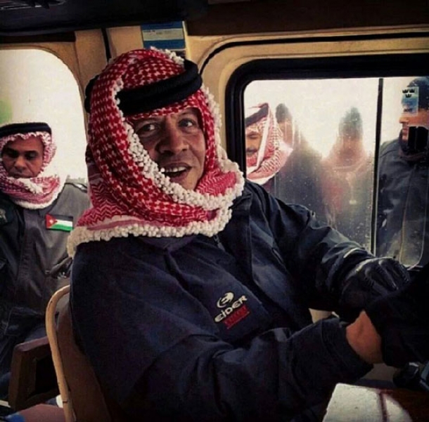 صو الملك عبدالله في عجلون لمتابعة اثار العاصفة أليكسا 15/12/2013