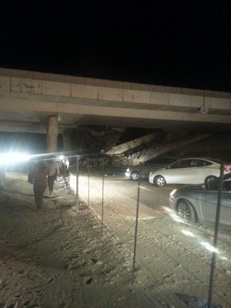 صور انهيار جسر على طريق الدمام الرياض اليوم الخميس 19-12-2013