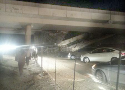 تفاصيل انهيار جسر على طريق الدمام الرياض اليوم الخميس 19-12-2013