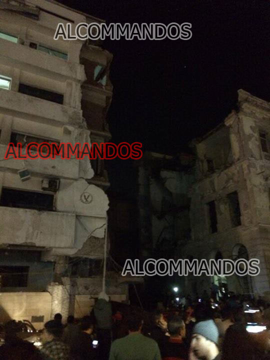 صور مديرية الامن بالمنصوره والمنطقة المحيطة بها بعد الانفجار اليوم