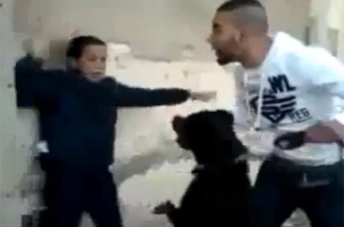 بالفيديو مواطن جزائري يرعب طفل حتى الموت عن طريق اطلاق كلب مفترس عليه