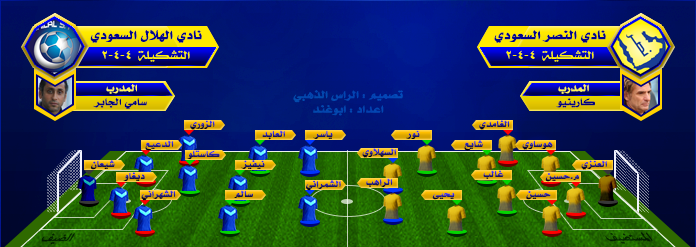 تشكيلة النصر و الهلال في نهائي كأس ولي العهد السعودي اليوم السبت 1-4-1435
