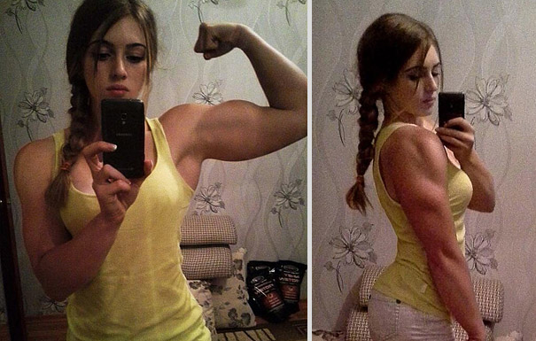 صور فتاة روسية بوجه باربي وجسد مصارع