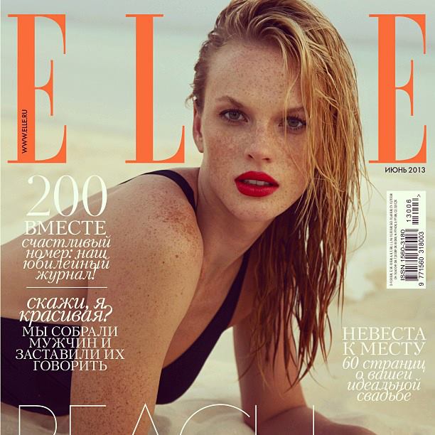 صور ميراندا كير على غلاف مجلة Elle الروسية 2013
