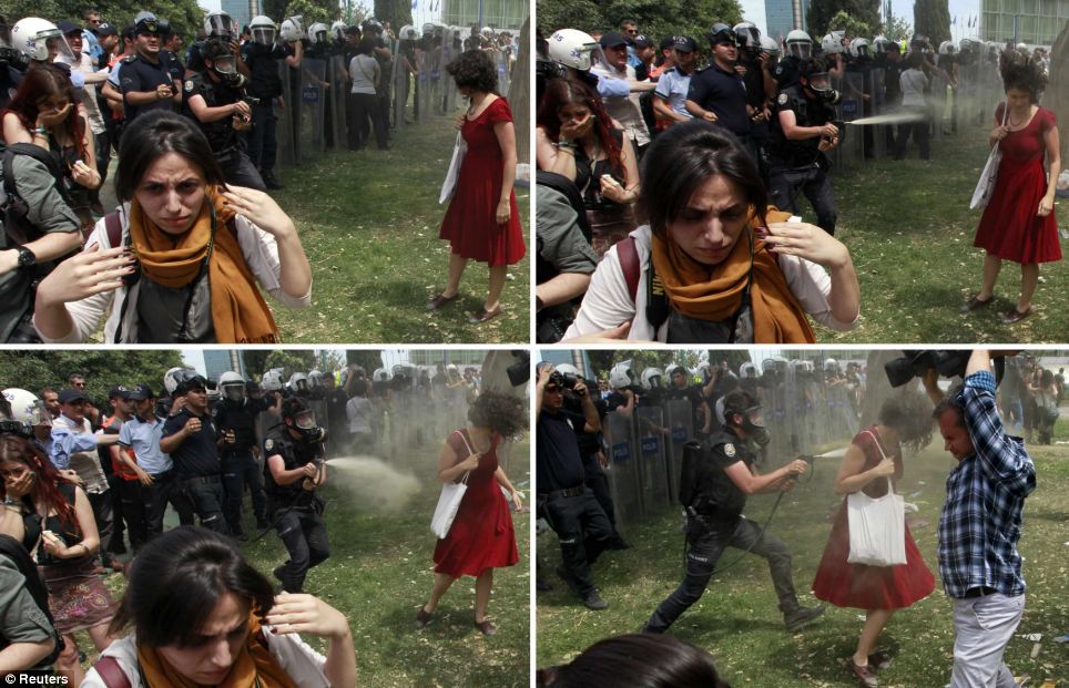 صور ذات الفستان الأحمر في احتجاجات تركيا