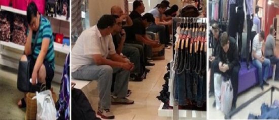 صور مضحكة - لحظات معاناة الرجال في انتظار نساء متسوقات