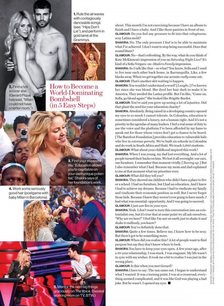 صور شاكيرا على مجلة Glamour USA فبراير 2014