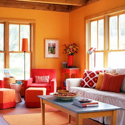 صور ديكورات منازل باللون البرتقالي 2014 ، صور ديكورات مودرن وكلاسيكية برتقالية 2014