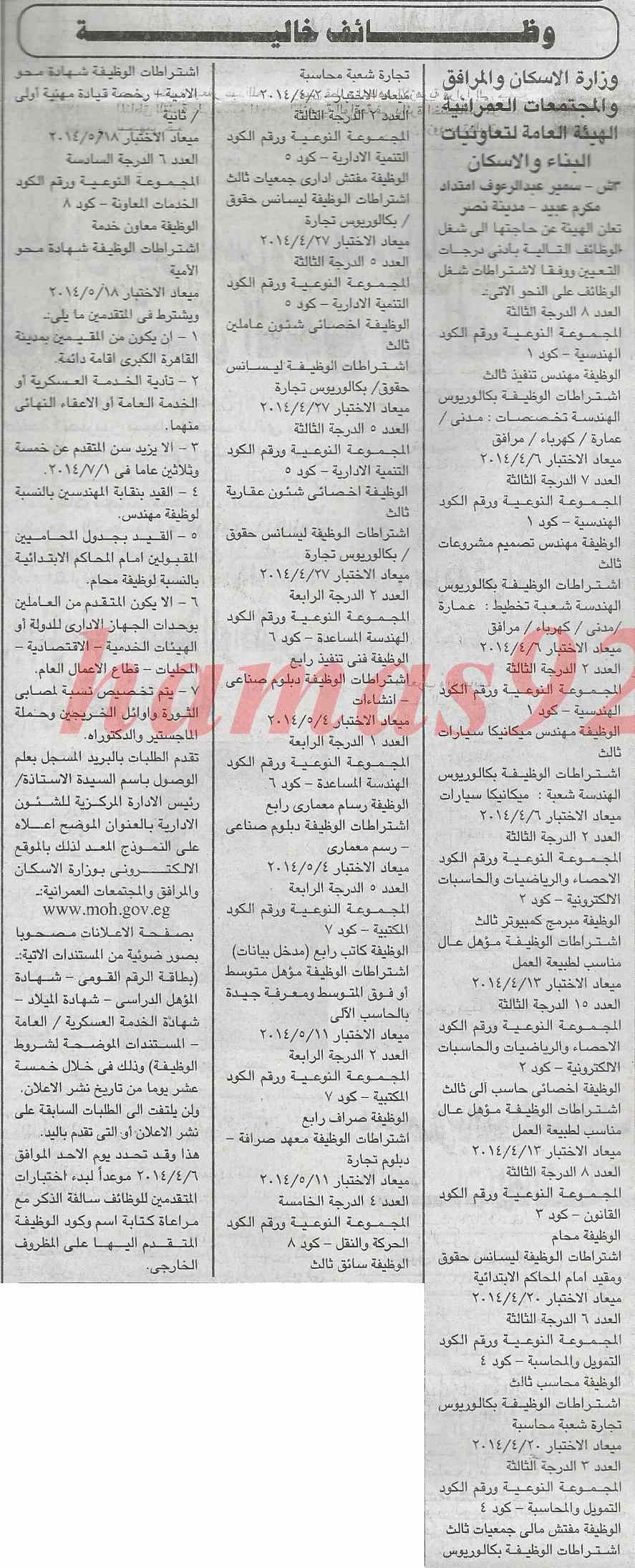 وظائف جريدة الجمهورية المصرية اليوم الخميس 13-2-2014