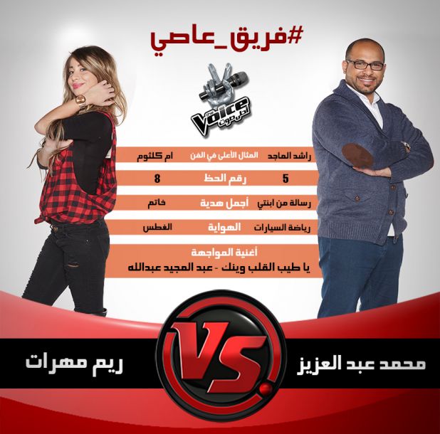 يوتيوب اغنية يا طيب القلب وينك محمد عبدالعزيز وريم مهرات - برنامج ذا فويس اليوم السبت 15-2-2014 - مرحلة المواجهة
