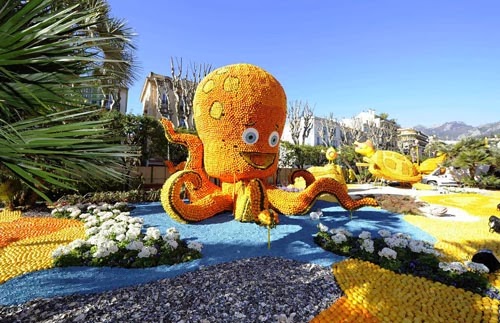 صور مجسمات ثلاثية الابعاد 3d مصنوعة من الليمون والبرتقال