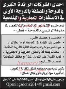 وظائف جريدة الراية قطر اليوم الخميس 20-2-2014 , وظائف خالية اليوم 20 فبراير 2014