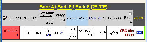جديد القمر  Badr-4/5/6 @ 26° East  قناة CBC Abu Dhabi بدون تشفير (مجانا)