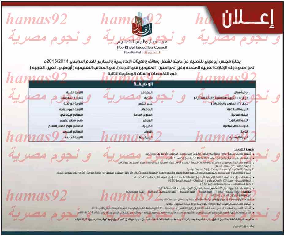 وظائف خالية في جريدة الاتحاد الامارات الاثنين 24-02-2014
