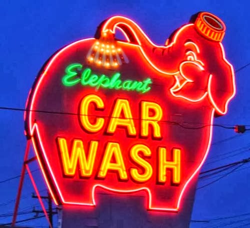 بالصور فيلة تغسل السيارات في ولاية أوريغون الأميركية