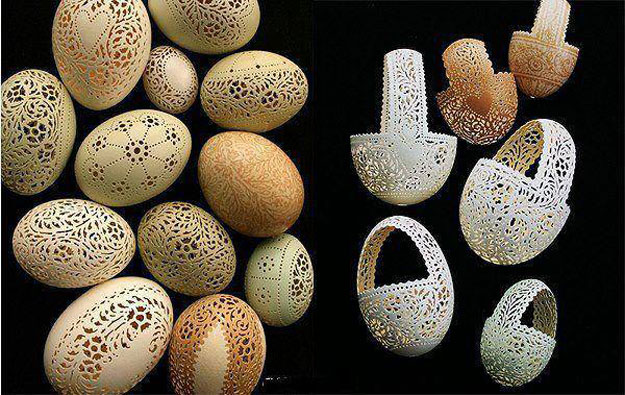 بالصور تعلم فن النحت على قشر البيض , صور منحوتات رائعة مصنوعة من قشور البيض