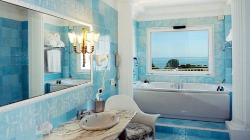 صور ديكورات حمامات باللون الازرق 2014 , صور تصميمات حمامات مودرن زرقاء اللون 2014