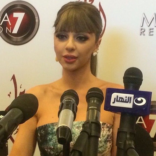 صور ميريام فارس في المؤتمر الصحفي للاعلان عن مسلسل اتهام رمضان 2014