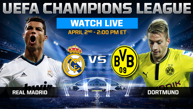 Real Madrid vs Borussia Dortmund Wednesday 2/4/2014 Champions League , time and channels broadcast