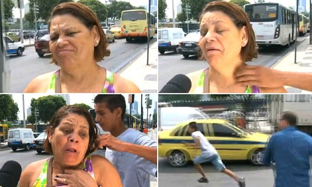 بالفيديو سيدة برازيلية تتعرض للنشل مباشرة على الهواء