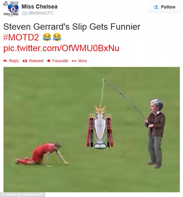 صور مضحكة على اللاعب الانجليزي جيرارد بعد سقوطه في مباراة تشيلسي
