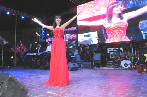 صور سيرين عبد النور بفستان أحمر في حفلة شرم الشيخ 2014
