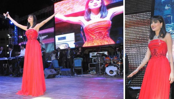 صور سيرين عبدالنور بفستان أحمر في حفلتها في شرم الشيخ 2014 نورت مصر