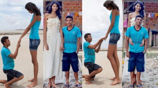 صور اطول عروس في العالم مع صديقها 2014