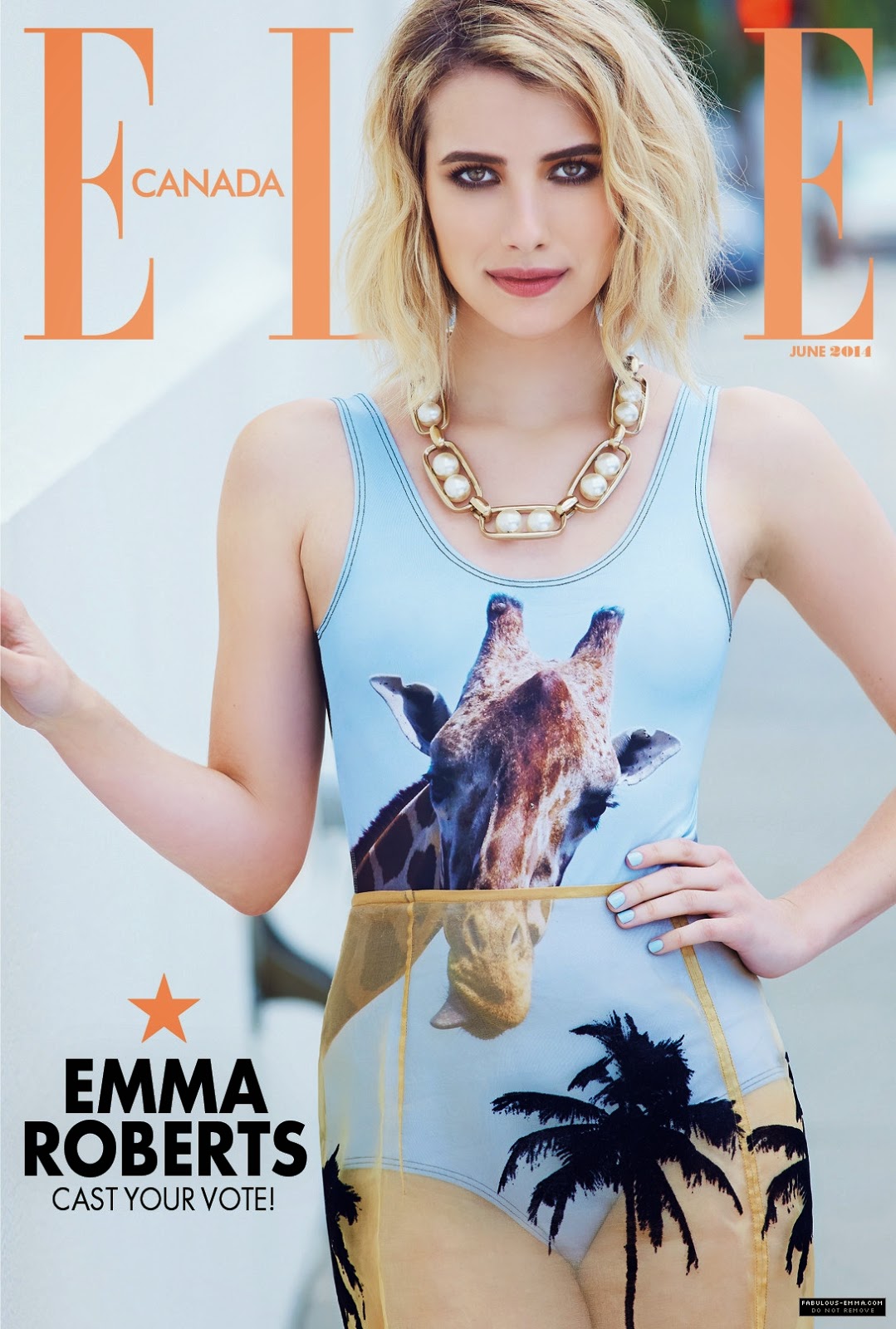 صور إيما روبرتس على مجلة Elle كندا يونيو 2014