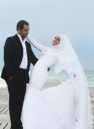 بالصور مجموعة فساتين زفاف محجبات لصيف 2014