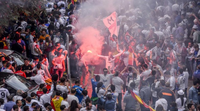 صور الجماهير في ملعب السنتياجو برنابيو والكالديرون لمشاهدة نهائي دوري الابطال لشبونة 2014