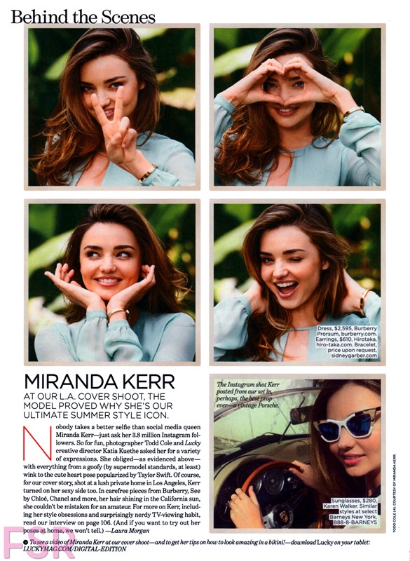 صور ميراندا كير على مجلة Lucky يونيو / يوليو 2014