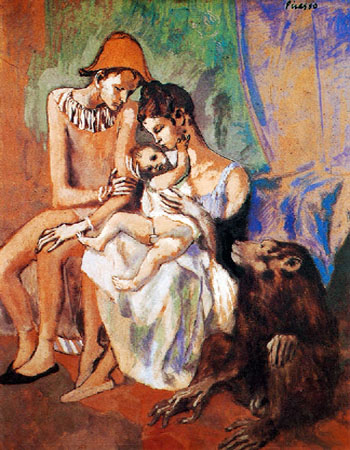 صور لوحة عائلة بهلوانية مع قرد للرسام بابلو بيكاسو