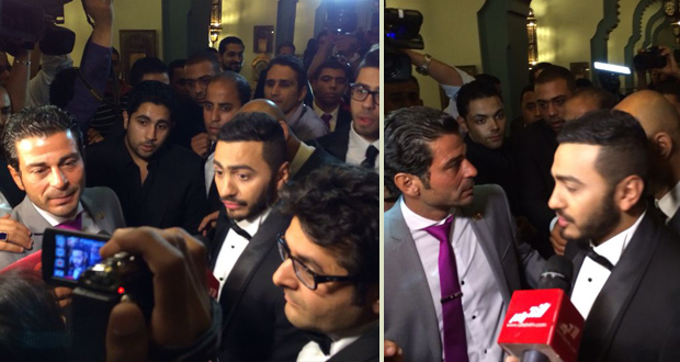 صور تامر حسني في حفل توزيع جوائز mema 2014