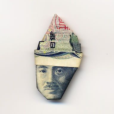 صور فن الأوريجامى في اليابان , تحف فنية مصنوعة من الاوراق النقدية