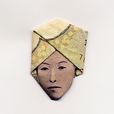 صور فن الأوريجامى في اليابان , تحف فنية مصنوعة من الاوراق النقدية