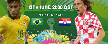 Brazil VS Croatia Thursday 12-6-2014 World Cup , Time and channels broadcast