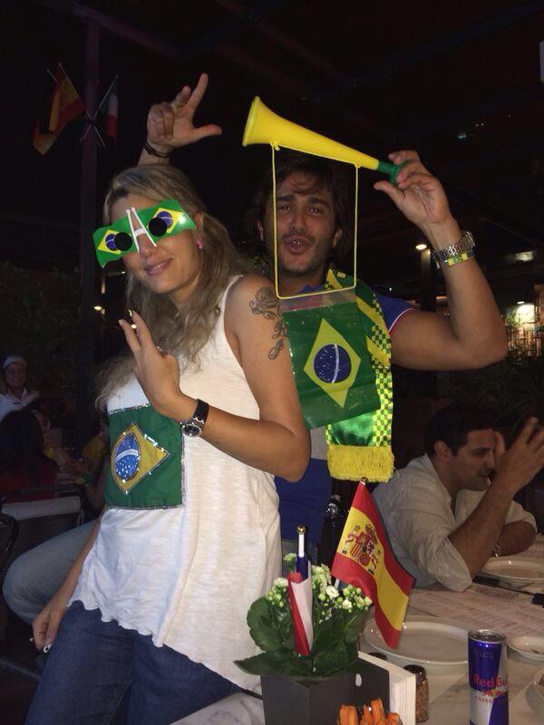 بالصور جورج الراسي وجويل حاتم يشجعان البرازيل في كأس العالم 2014