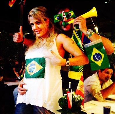 بالصور جورج الراسي وجويل حاتم يشجعان البرازيل في كأس العالم 2014