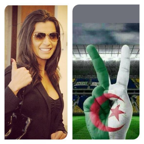 بالصور نادين الراسي تشجع منتخب الجزائر على طريقتها الخاصة 2014