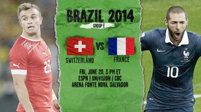 تشكيلة مباراة فرنسا و سويسرا في كأس العالم اليوم 20-6-2014