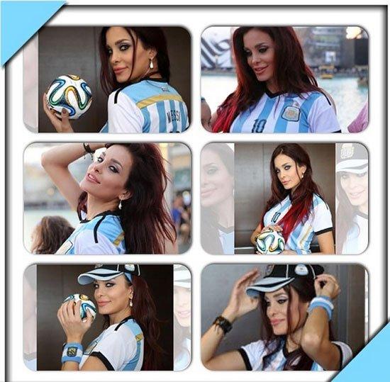 صور دومينيك حوراني بقميص الأرجنتين 2014 , دومينيك حوراني تشجع الأرجنتين في كأس العالم 2014